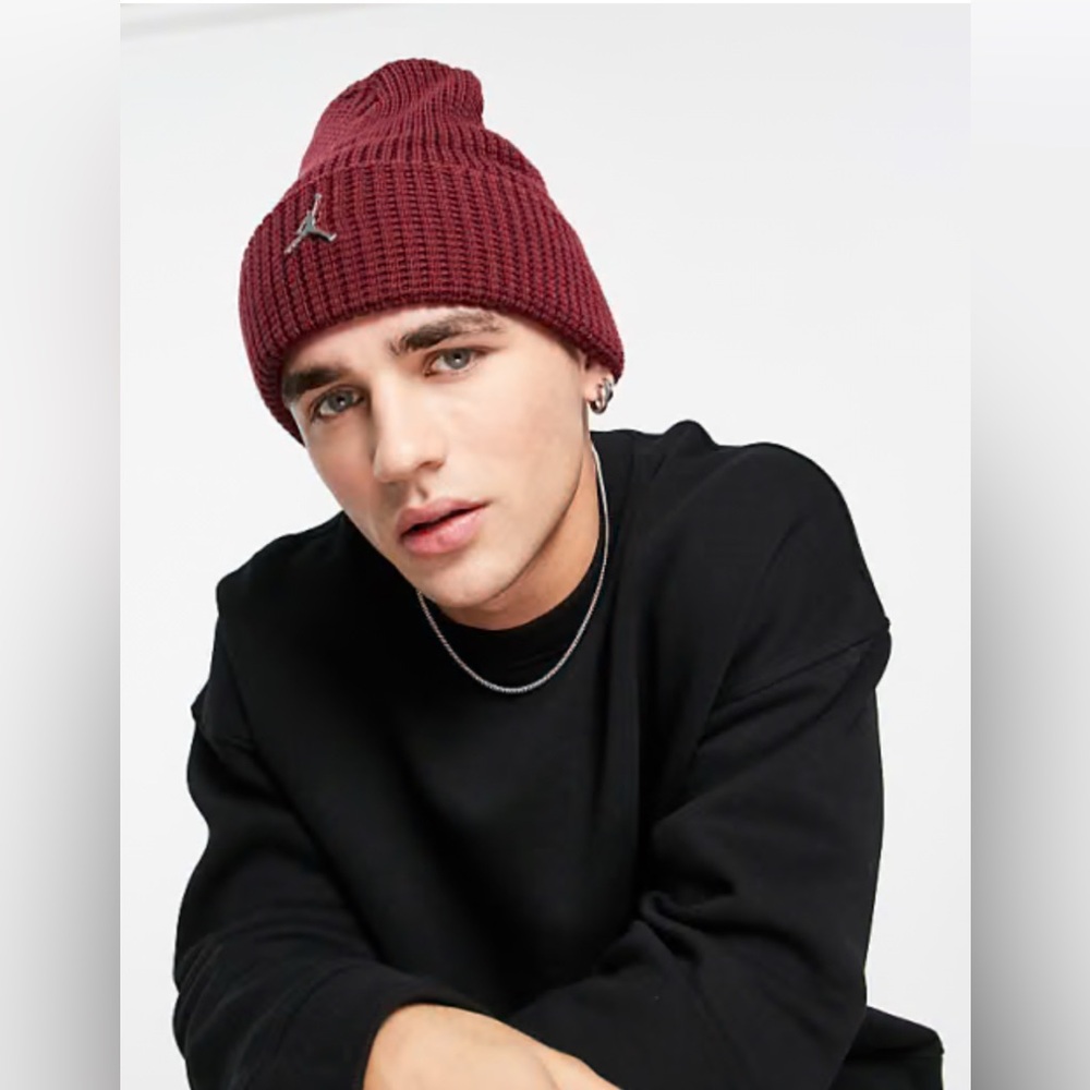 Nike Air Jordan Jumpman Utility Knit Beanie Winter Hat Red Gold Adult Unisex EUC